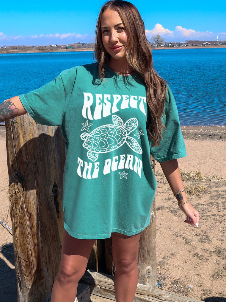Respect The Ocean Sea Turtle Comfort Colors® Tshirt