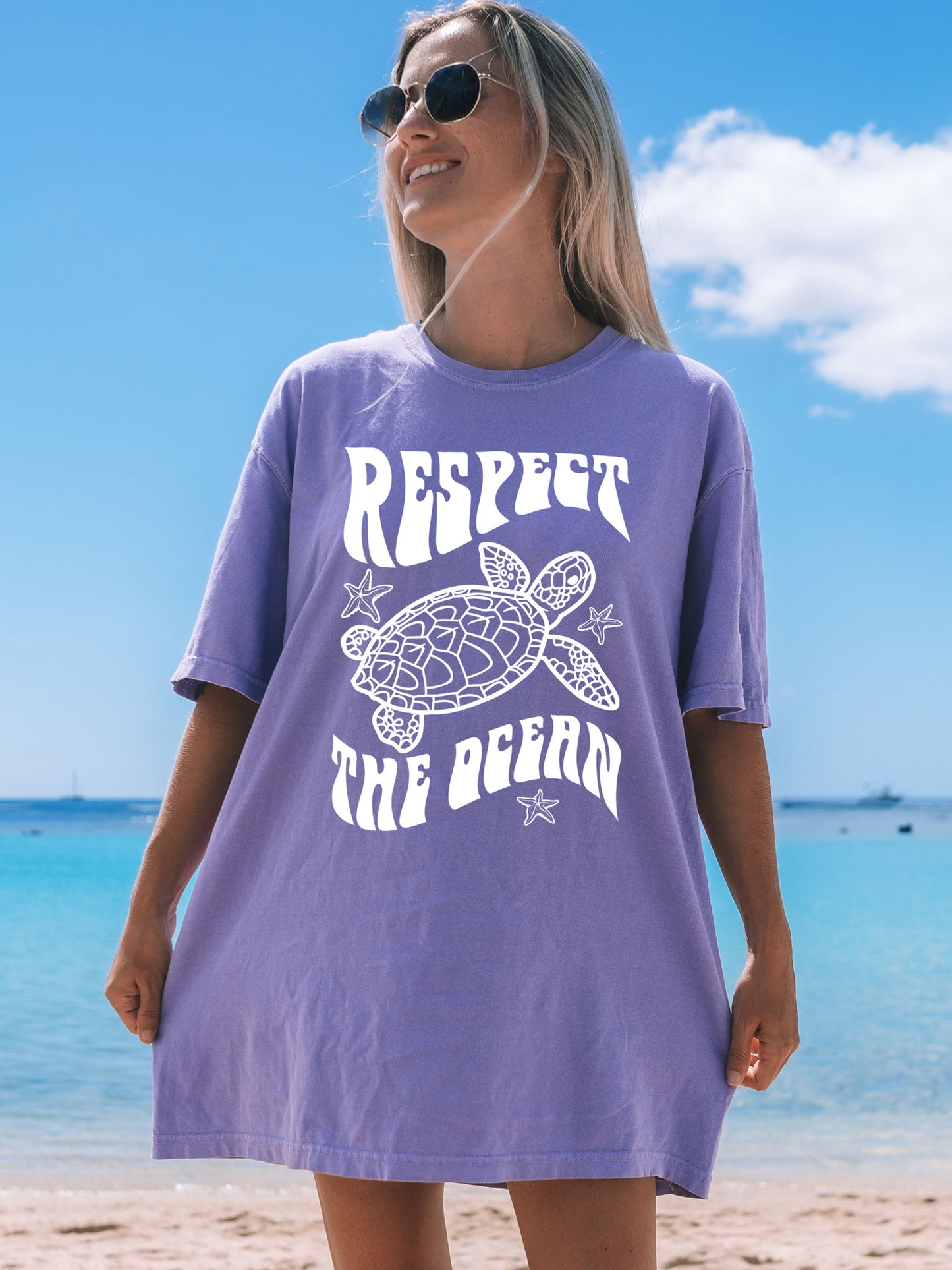 Respect The Ocean Sea Turtle Comfort Colors® Tshirt