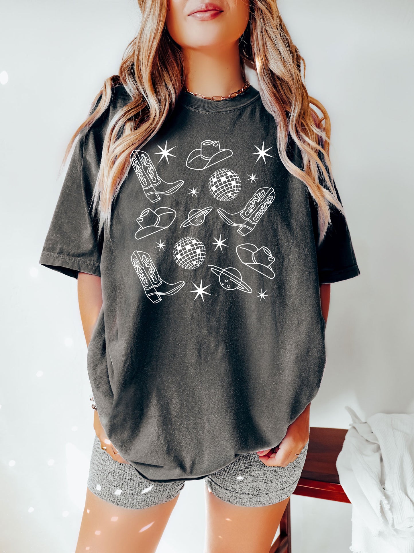 Space Cowgirl w/Disco Balls Comfort Colors® Tshirt