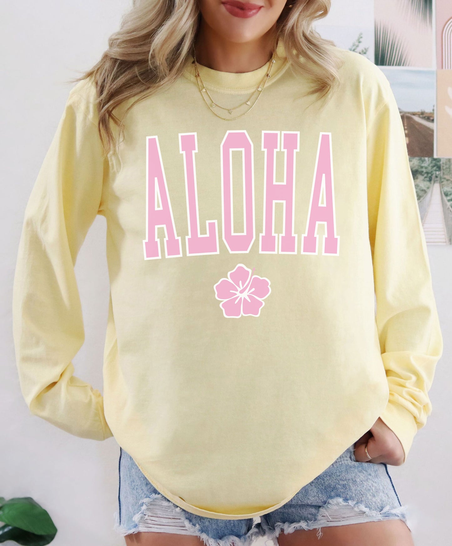 Aloha Hibiscus Long Sleeve Comfort Colors® Tshirt