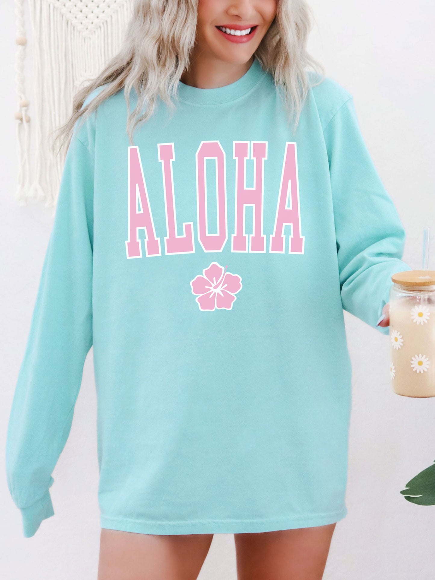 Aloha Hibiscus Long Sleeve Comfort Colors® Tshirt