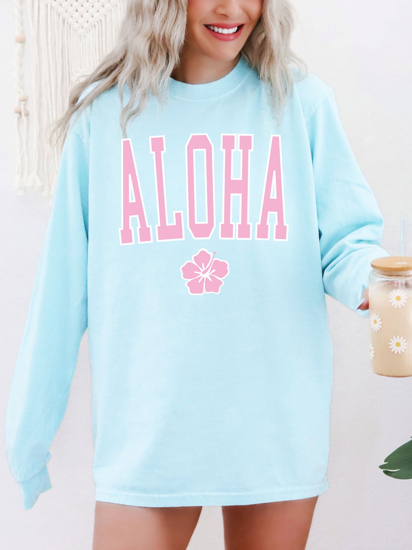 Aloha Hibiscus Long Sleeve Comfort Colors® Tshirt