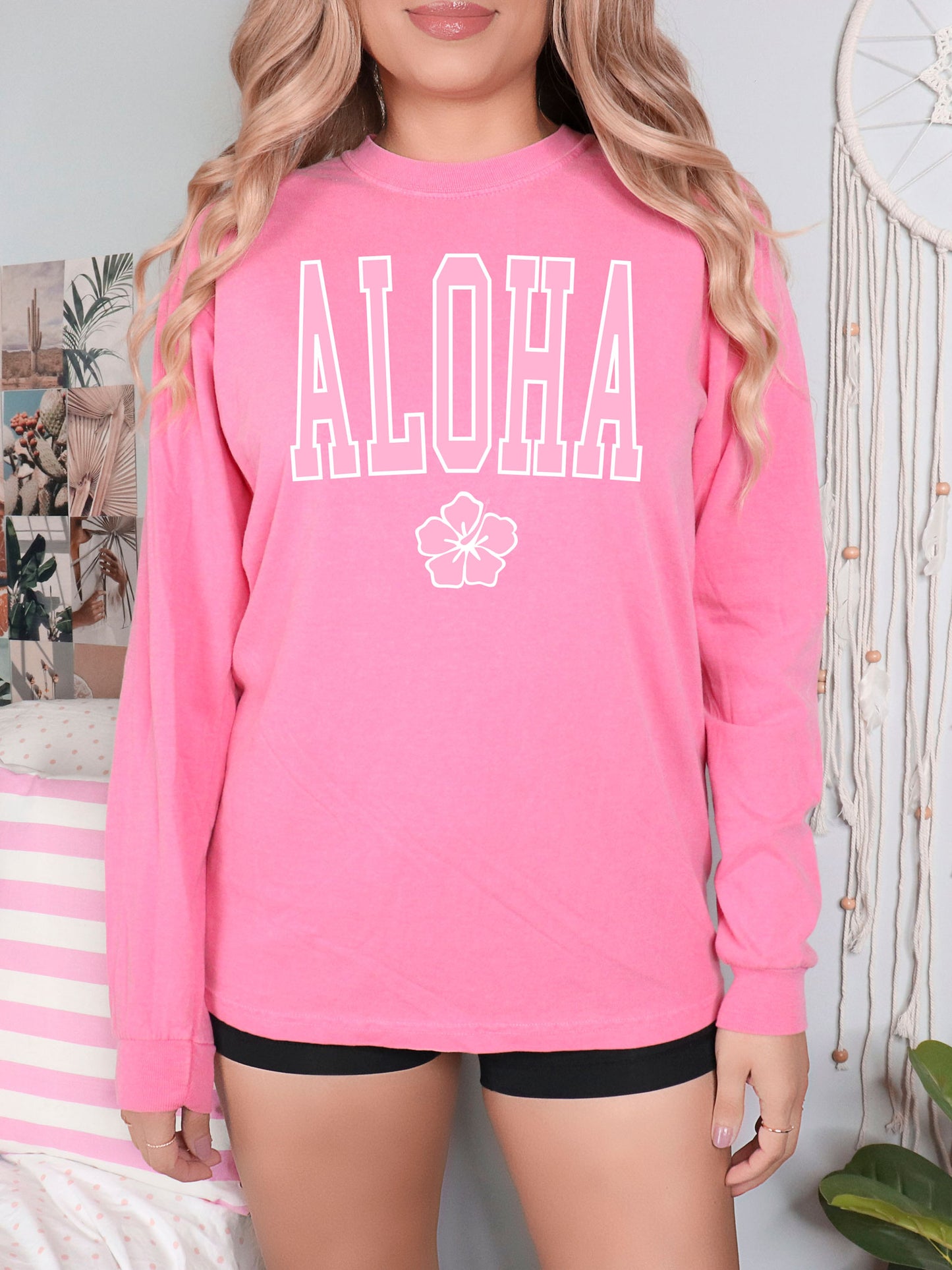 Aloha Hibiscus Long Sleeve Comfort Colors® Tshirt