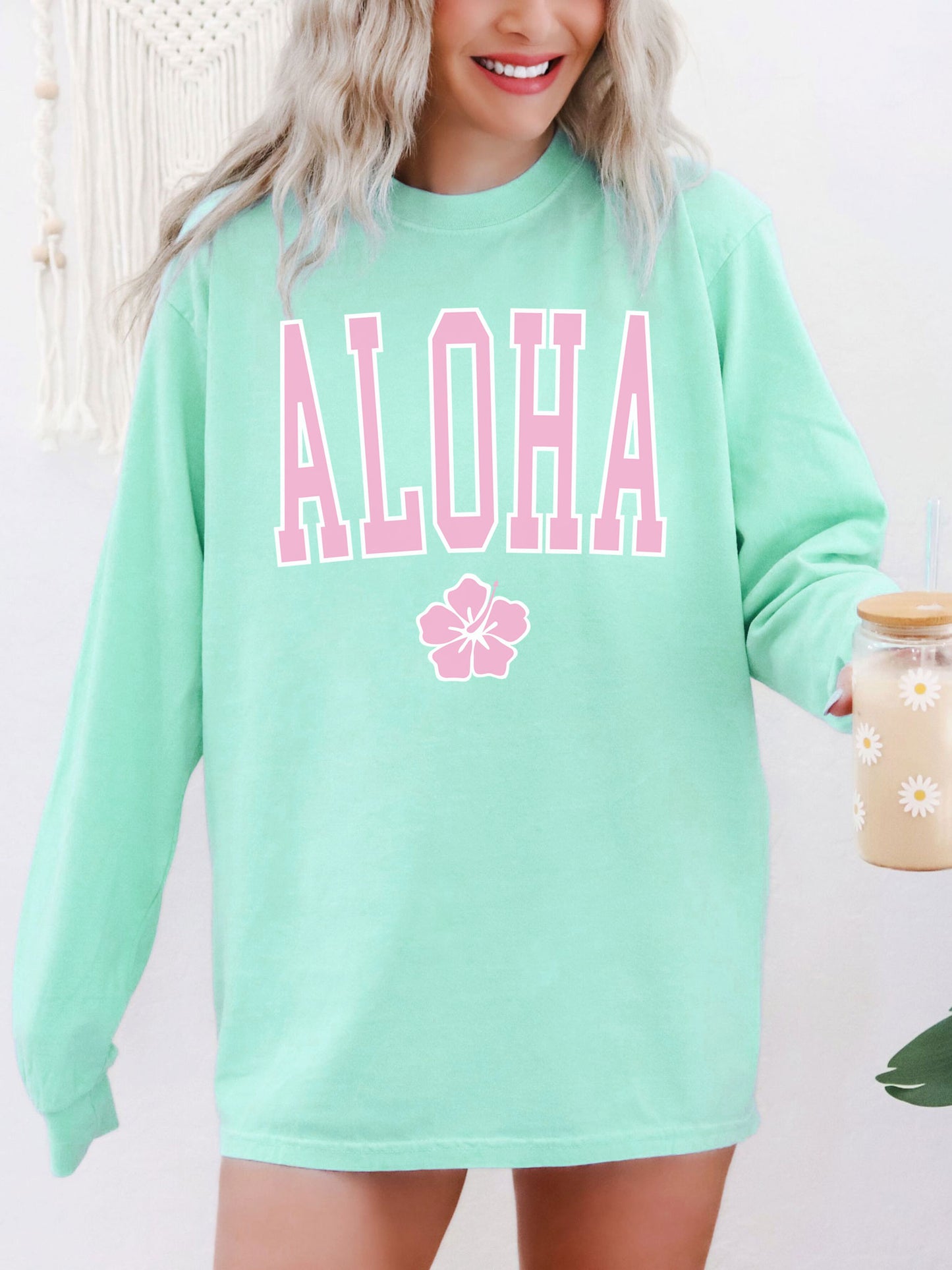 Aloha Hibiscus Long Sleeve Comfort Colors® Tshirt