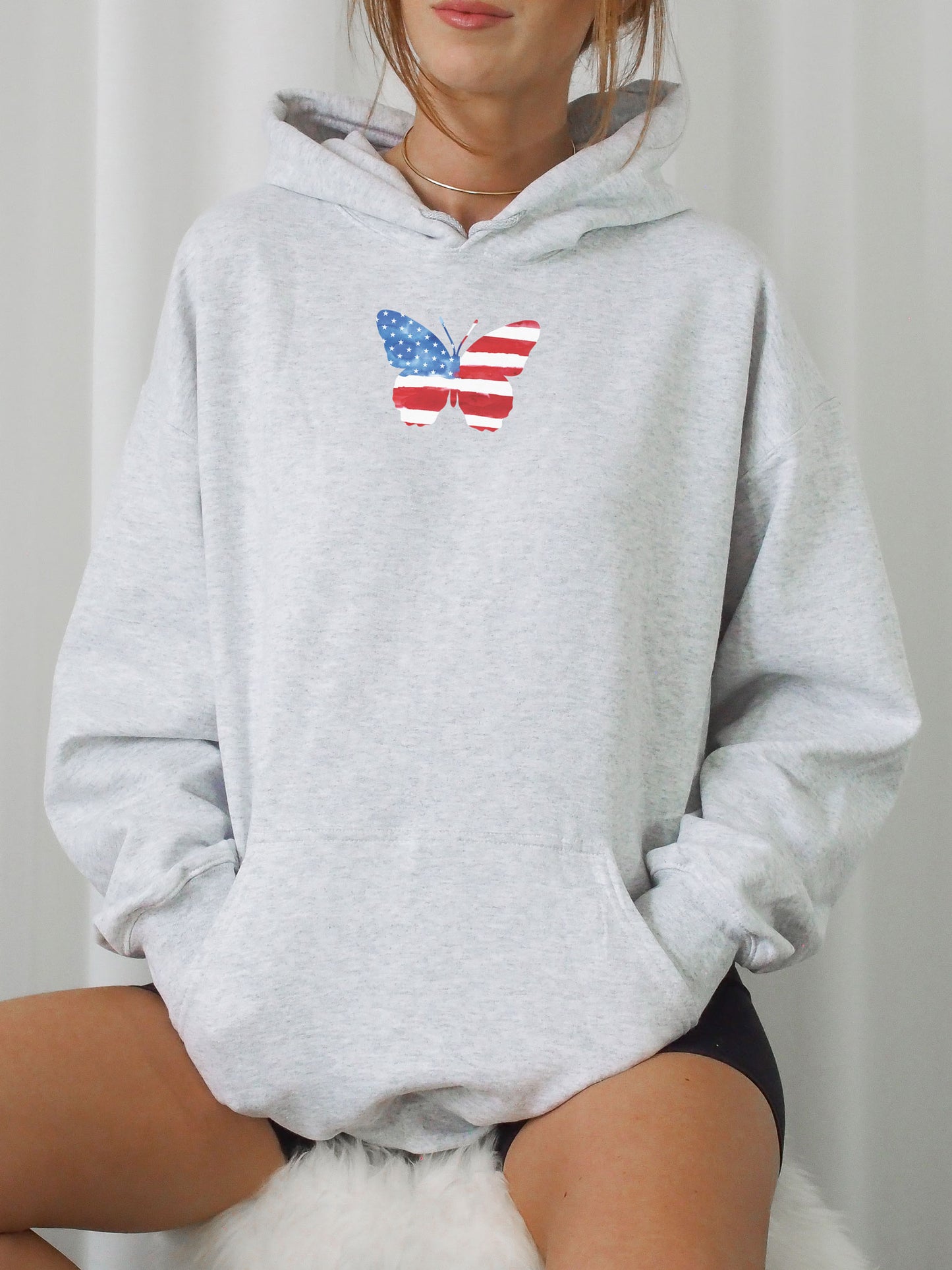 American Flag Butterfly Hoodie