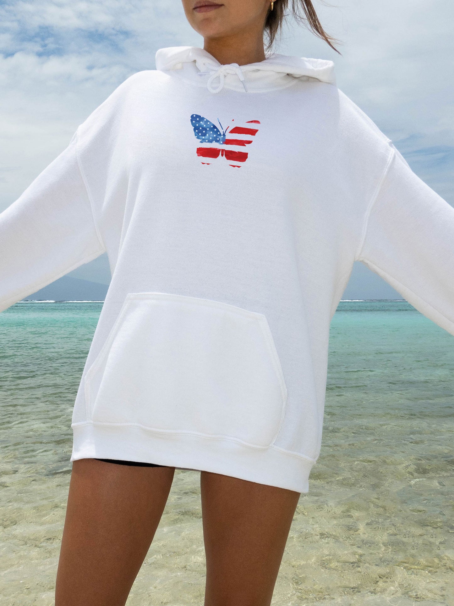 American Flag Butterfly Hoodie