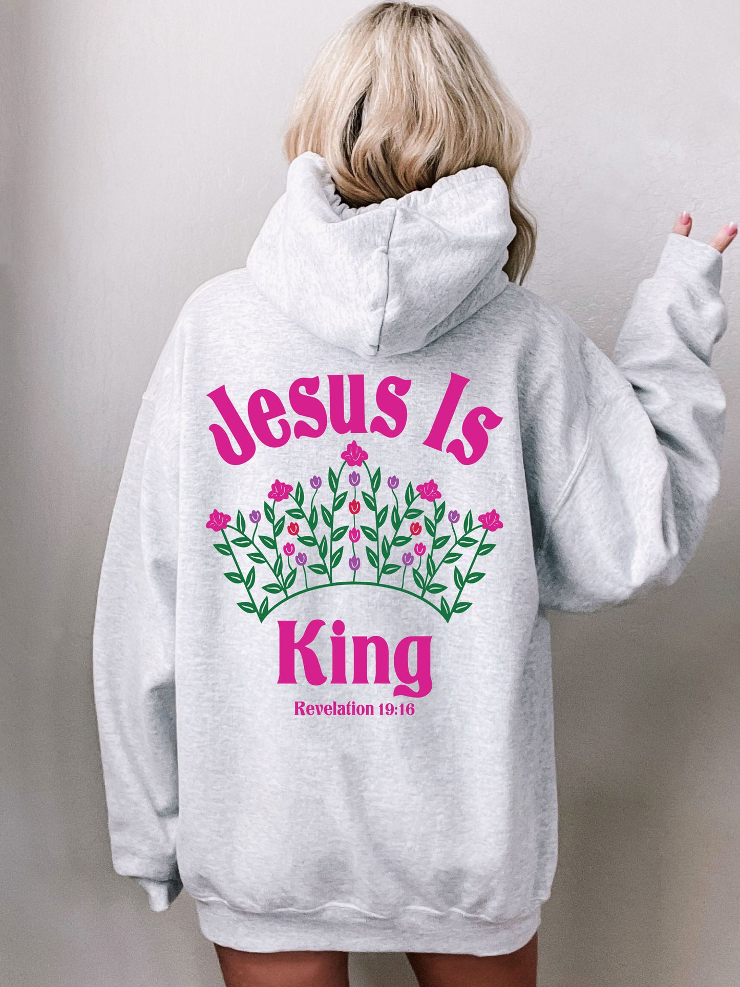 Jesus Is King Floral Crown Christian Hoodie