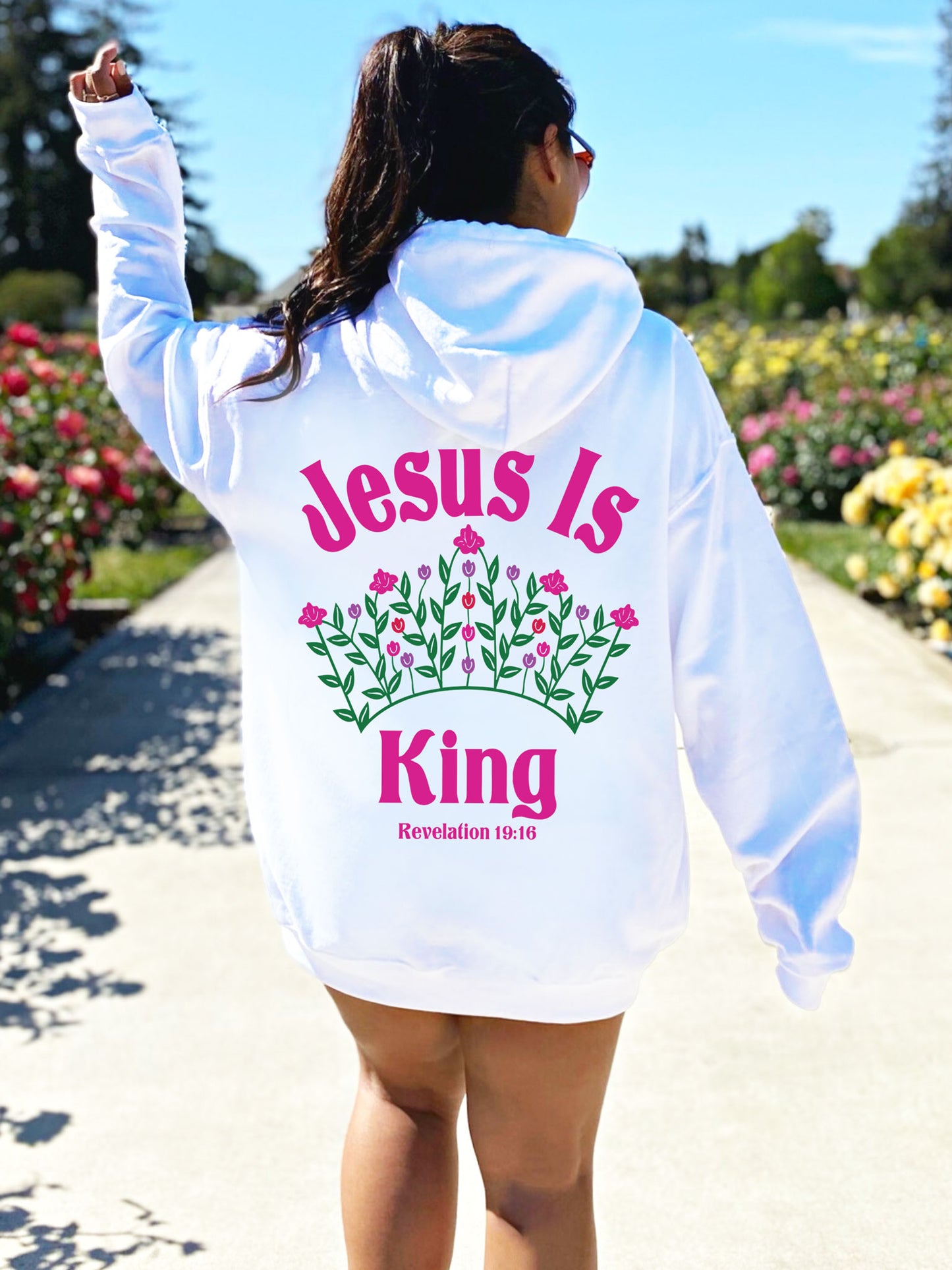 Jesus Is King Floral Crown Christian Hoodie