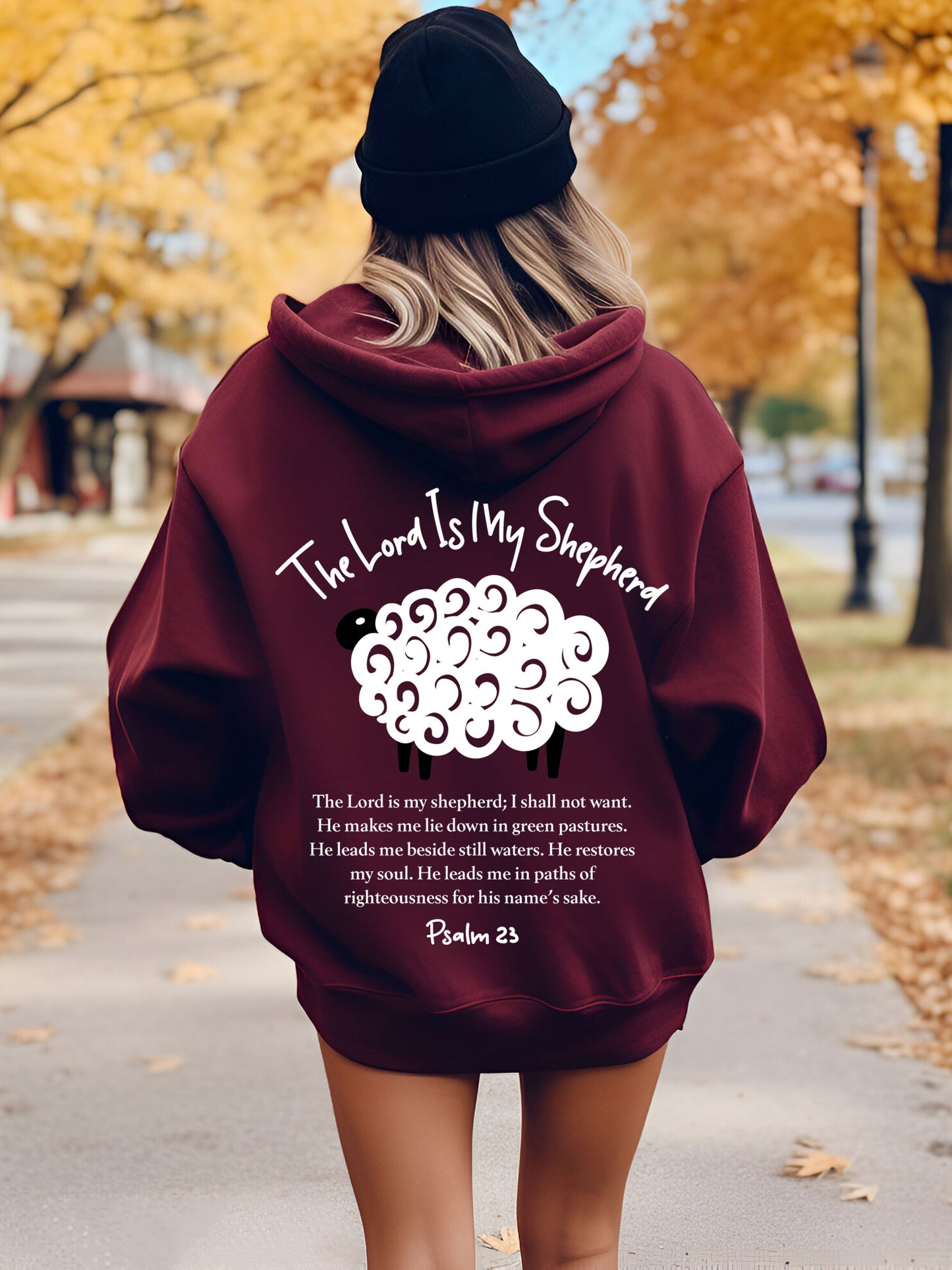 The Lord Is My Shepherd Psalm 23 Christian Hoodie - DOUBLE SIDED
