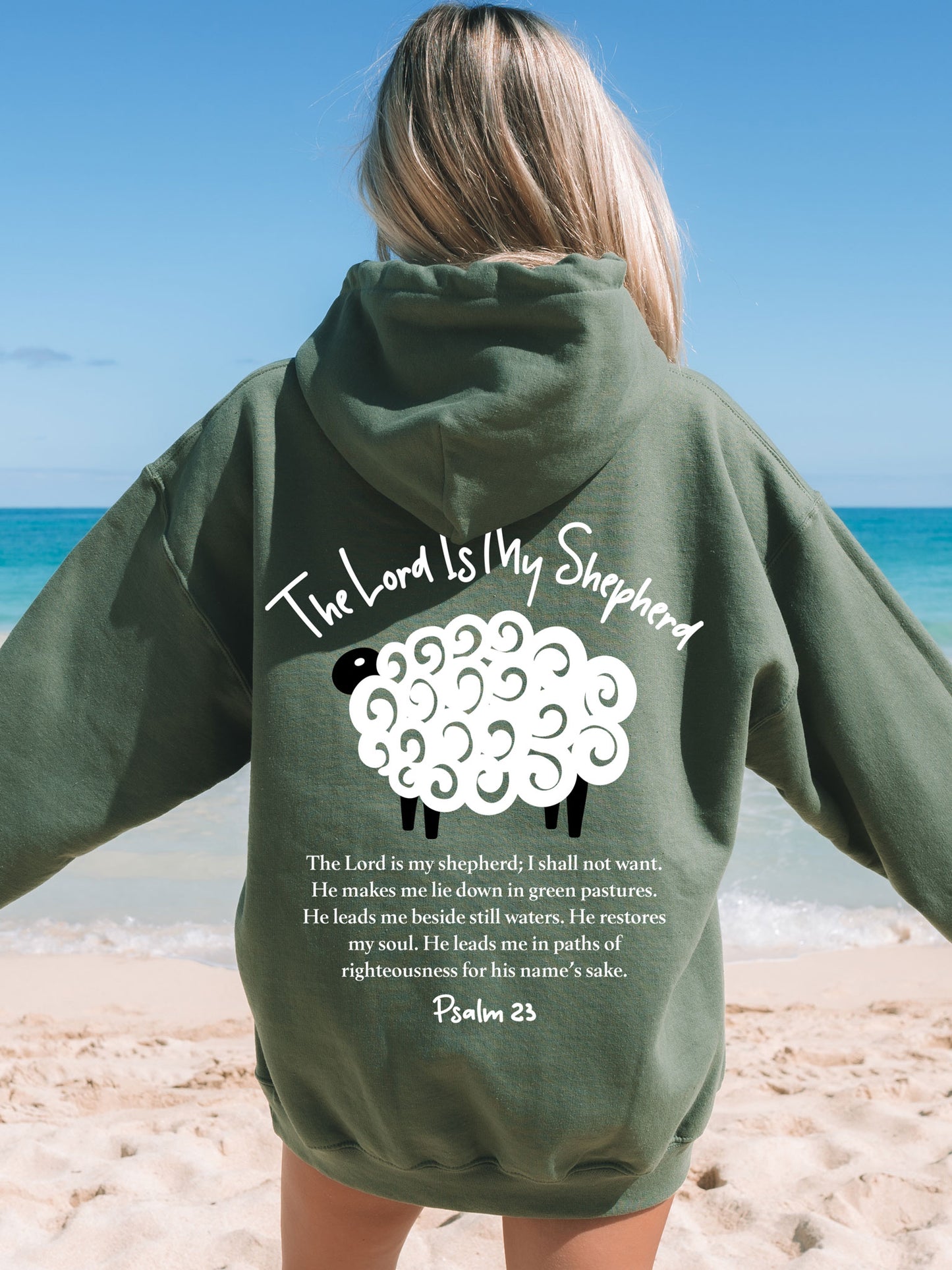 The Lord Is My Shepherd Psalm 23 Christian Hoodie - DOUBLE SIDED