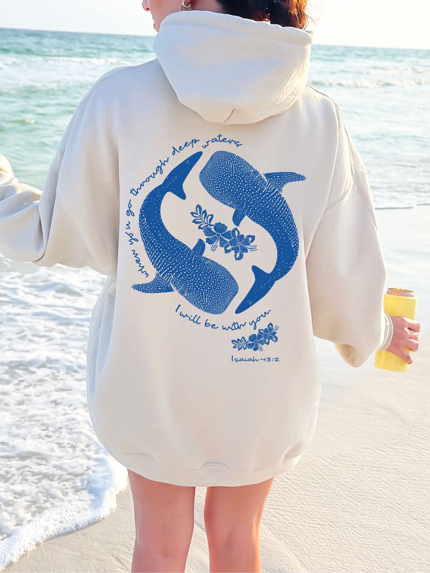 When You Go Through Deep Waters Christian Whale Shark Hoodie