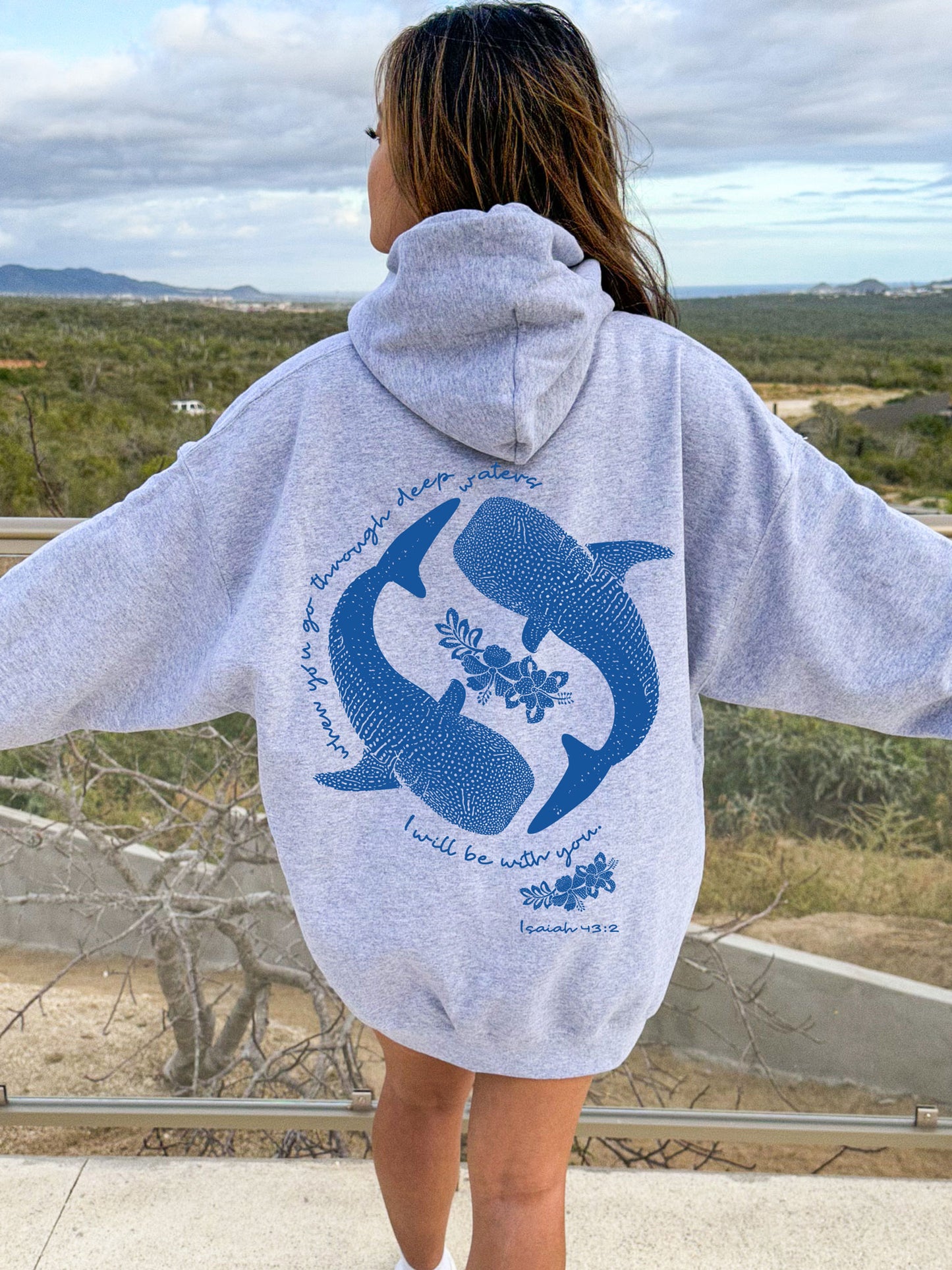 When You Go Through Deep Waters Christian Whale Shark Hoodie