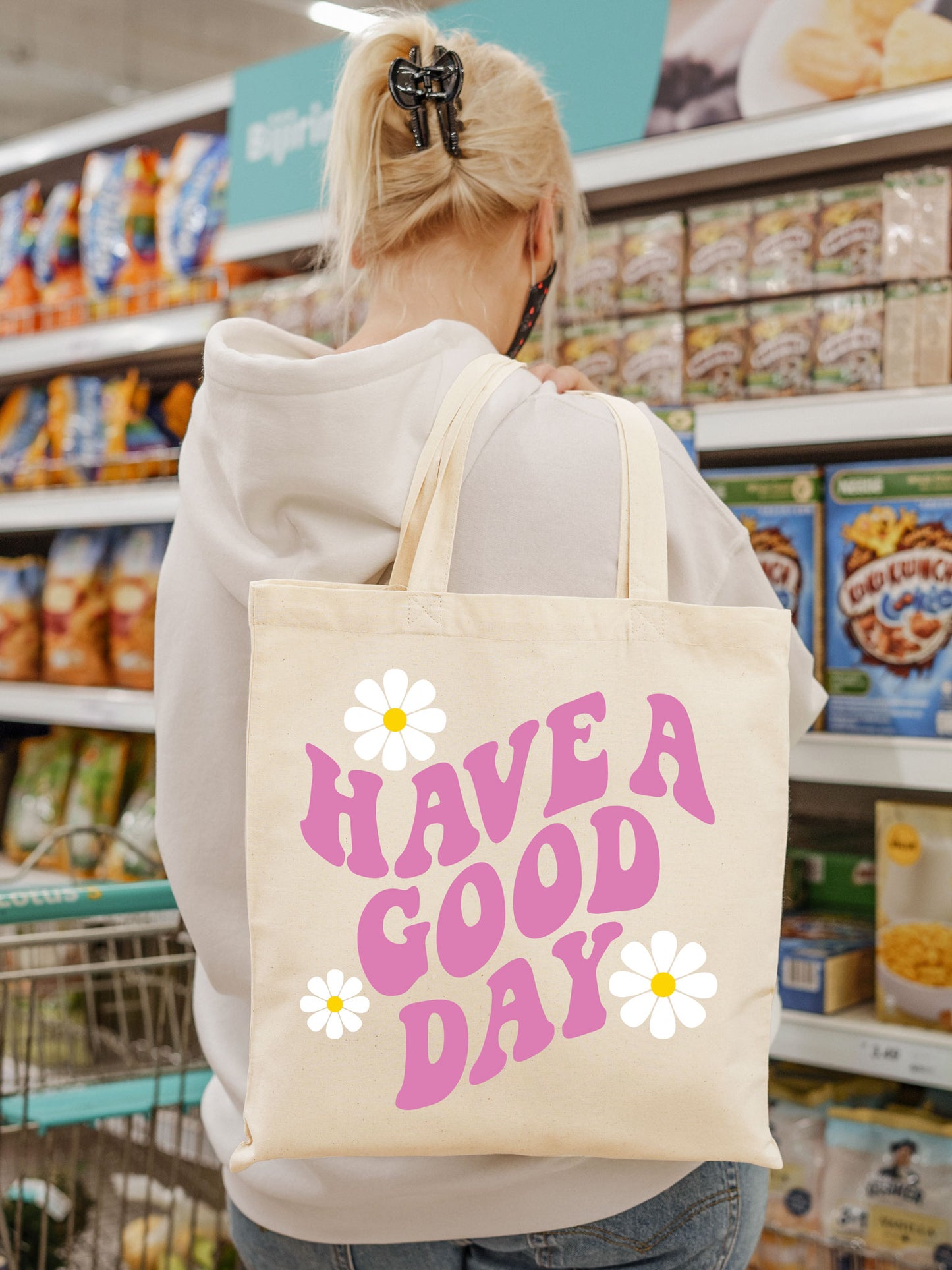 Have A Good Day Heavyweight Canvas Tote Bag - Pink Ink