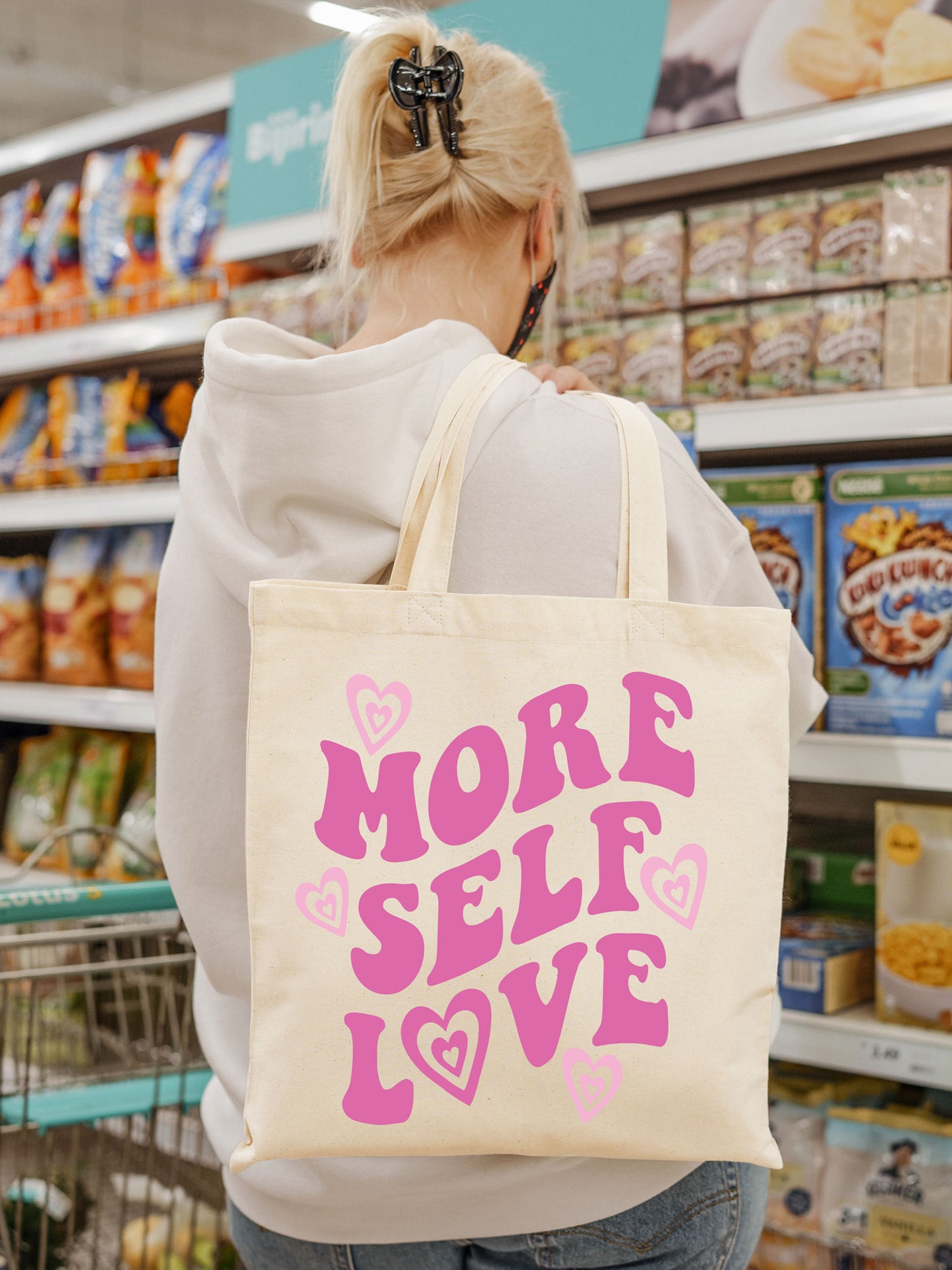 More Self Love Canvas Tote Bag - Pink Ink