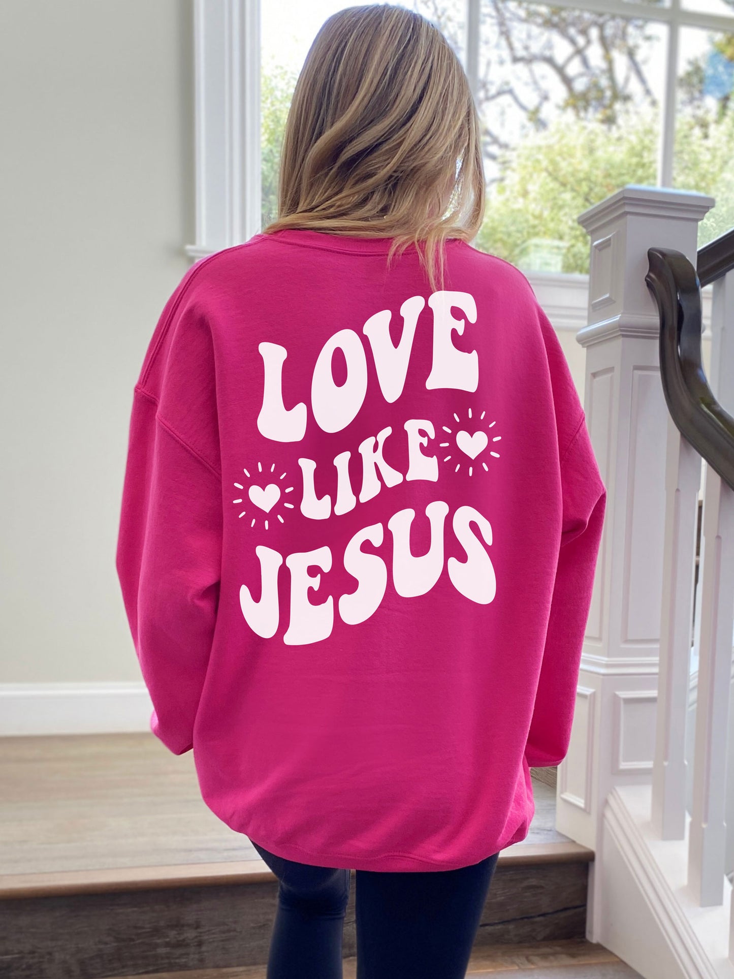 Love Like Jesus Sweatshirt-Heliconia-Meaningful Tees Shop