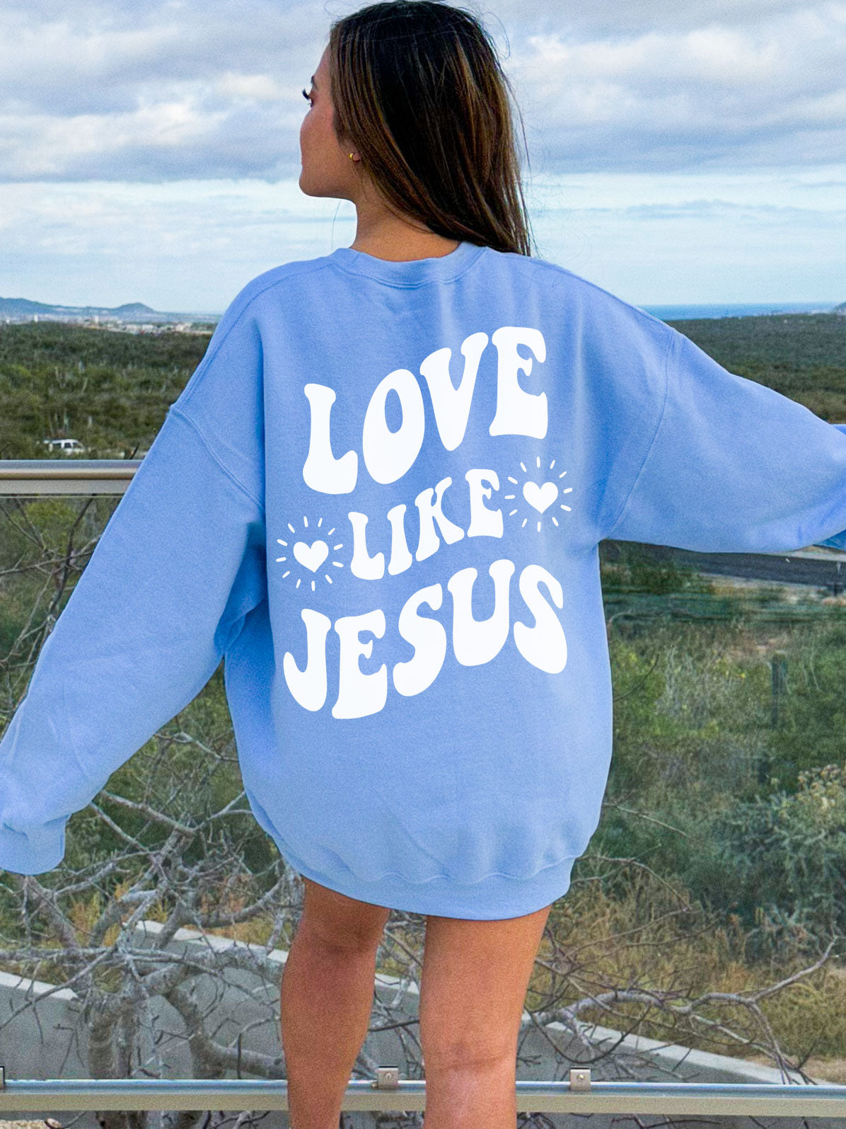 Love Like Jesus Sweatshirt-Carolina Blue-Meaningful Tees Shop