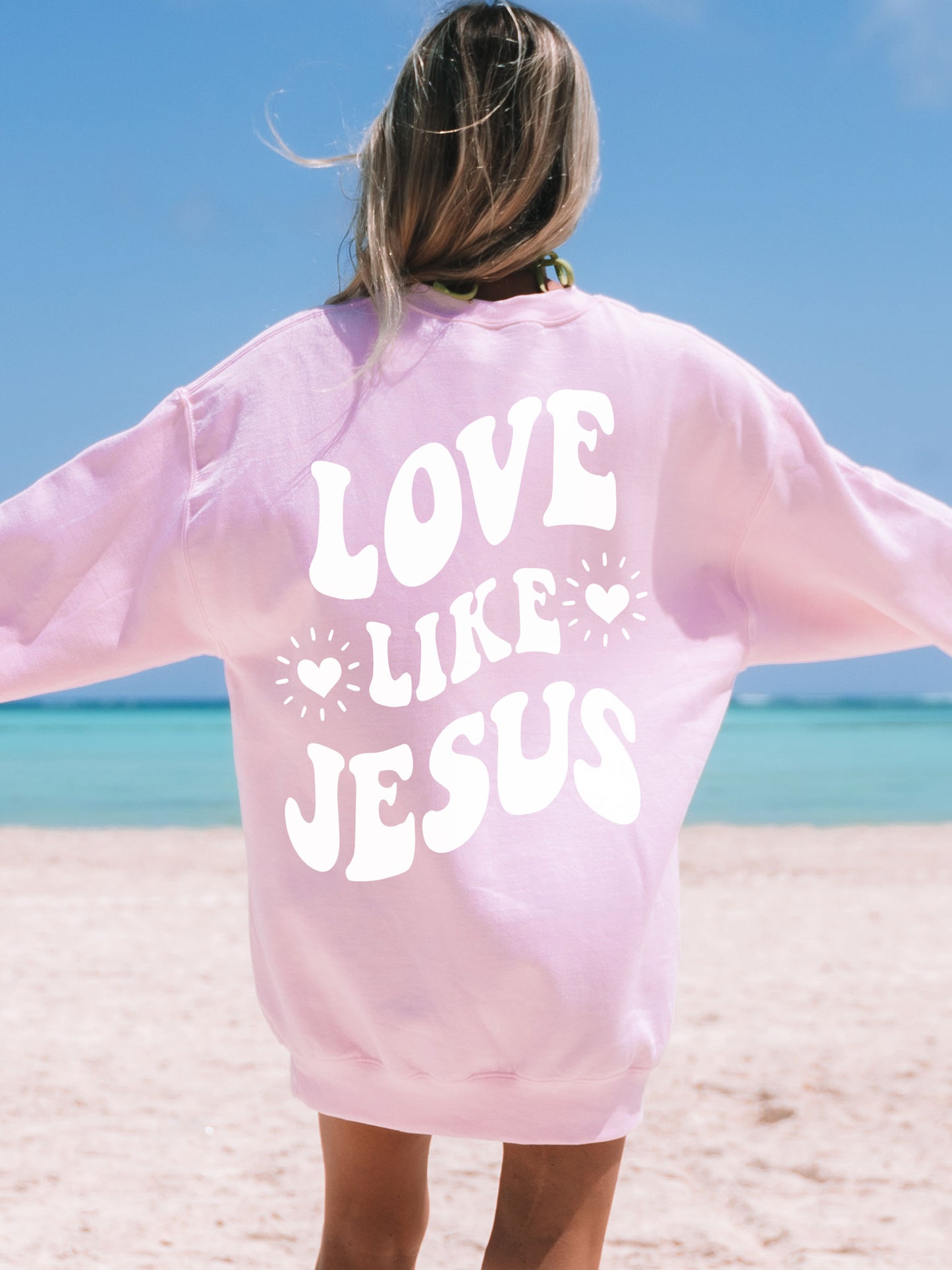 Love Like Jesus Sweatshirt-Light Pink-Meaningful Tees Shop