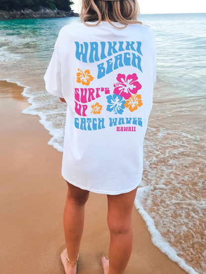 Coconut Girl Hibiscus Comfort Colors® Tshirt - Waikiki Beach Hawaii