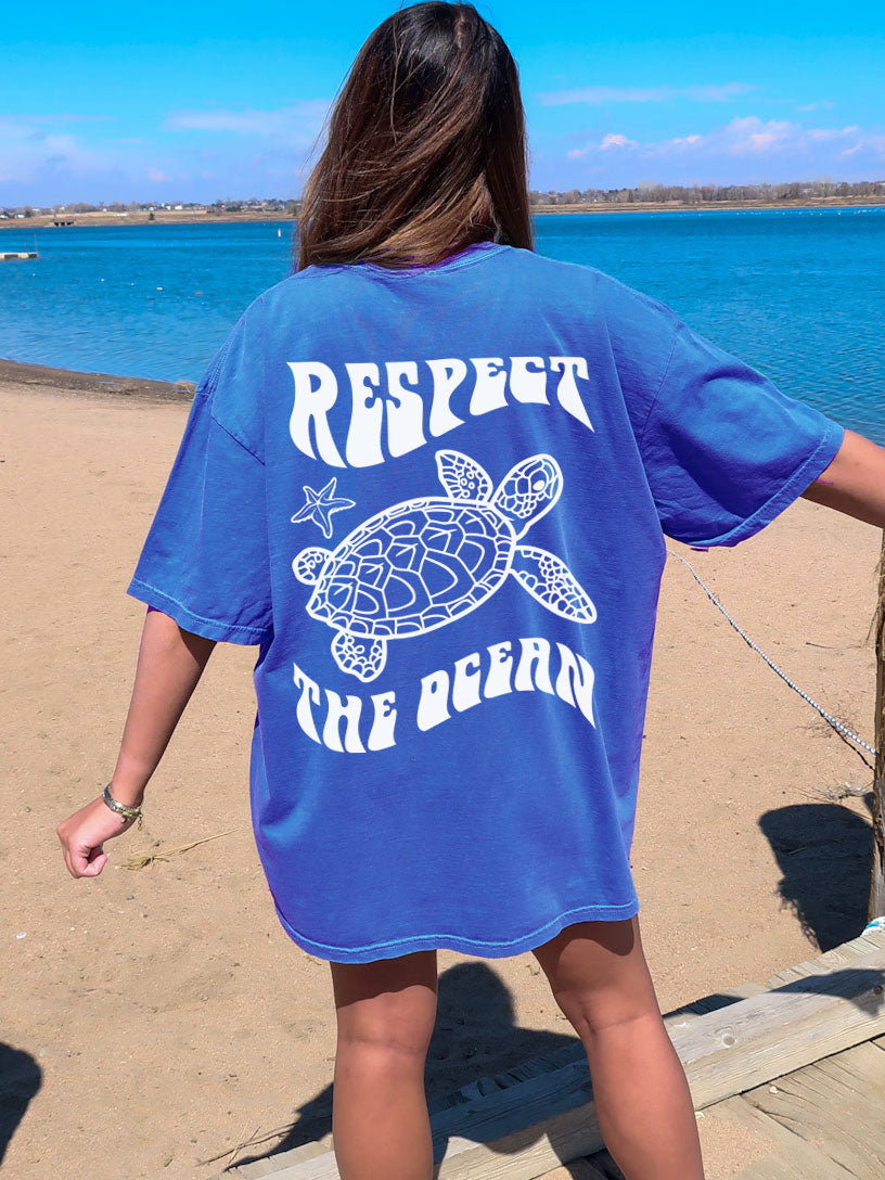 Respect The Ocean Sea Turtle Comfort Colors® Tshirt – Meaningful Tees Shop