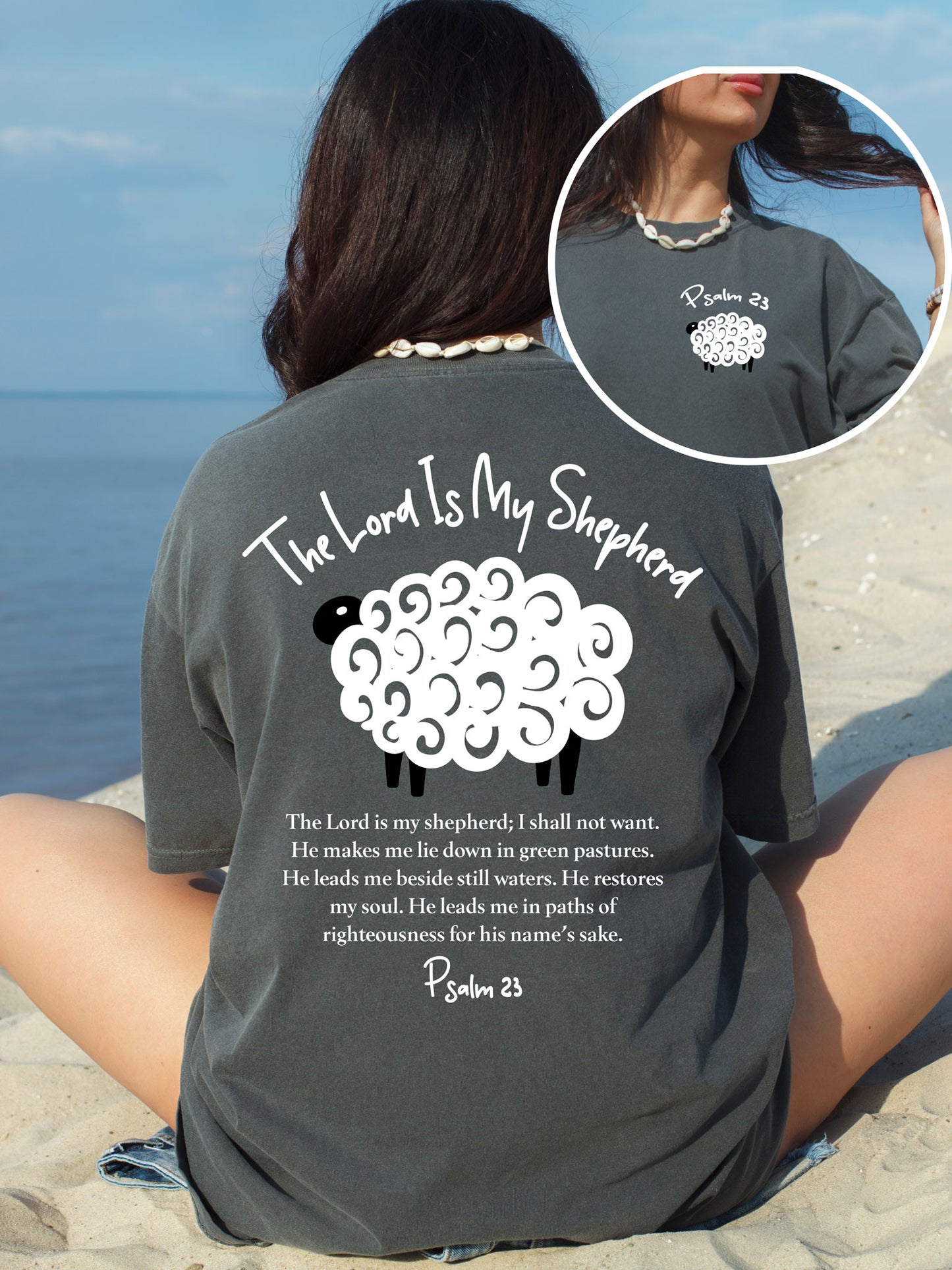 The Lord Is My Shepherd Psalm 23 Christian Comfort Colors® Tshirt - DOUBLE SIDED
