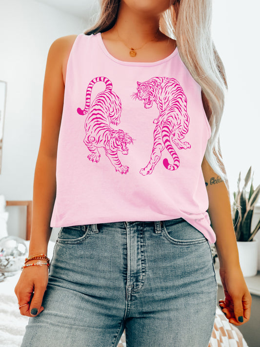 Pink Vintage Tigers Comfort Colors® Tank Top