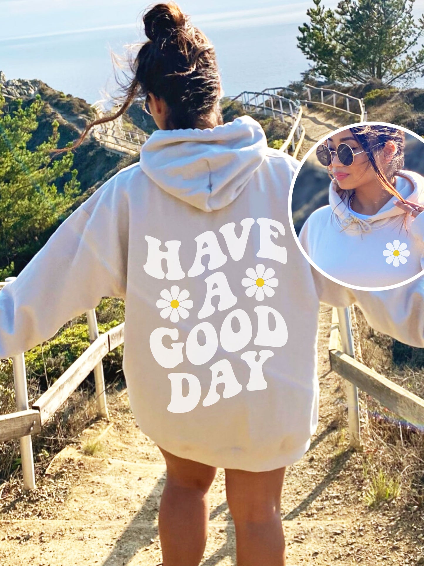 Have A Good Day Hoodie - DOUBLE SIDED - New!-Small-Sand-Meaningful Tees Shop
