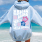 Coconut Girl Hibiscus Surf Hoodie Light Blue with White and Colorful Ink Malibu Beach California