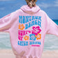 Coconut Girl Hibiscus Surf Hoodie Pink with Colorful Ink Montauk Beach Hamptons