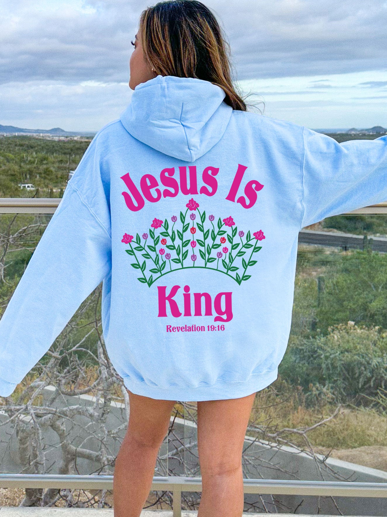 Jesus Is King Floral Crown Christian Hoodie