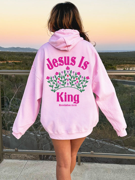 Jesus Is King Floral Crown Christian Hoodie