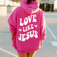 Love Like Jesus Hoodie - DOUBLE SIDED - New!-Heliconia-Meaningful Tees Shop