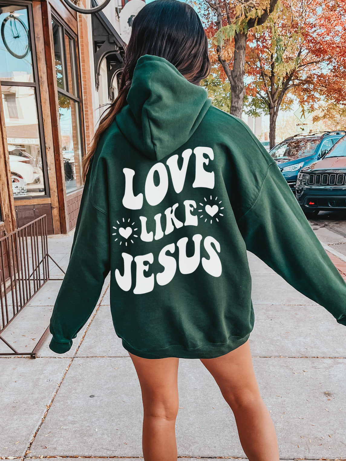 Love Like Jesus Hoodie - DOUBLE SIDED - New!-Forest Green-Meaningful Tees Shop