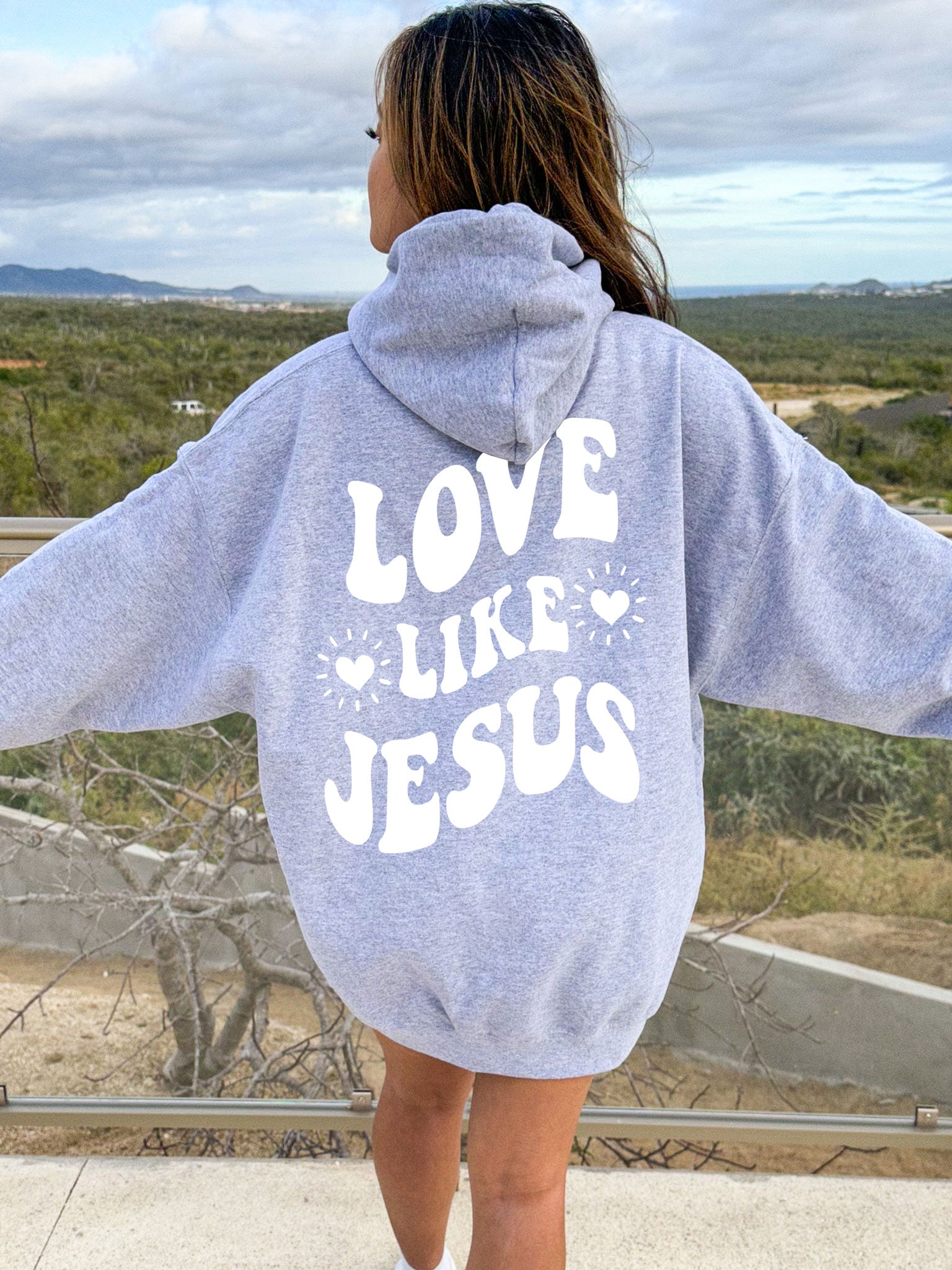 Love Like Jesus Hoodie Sport Grey Heather Double Sided