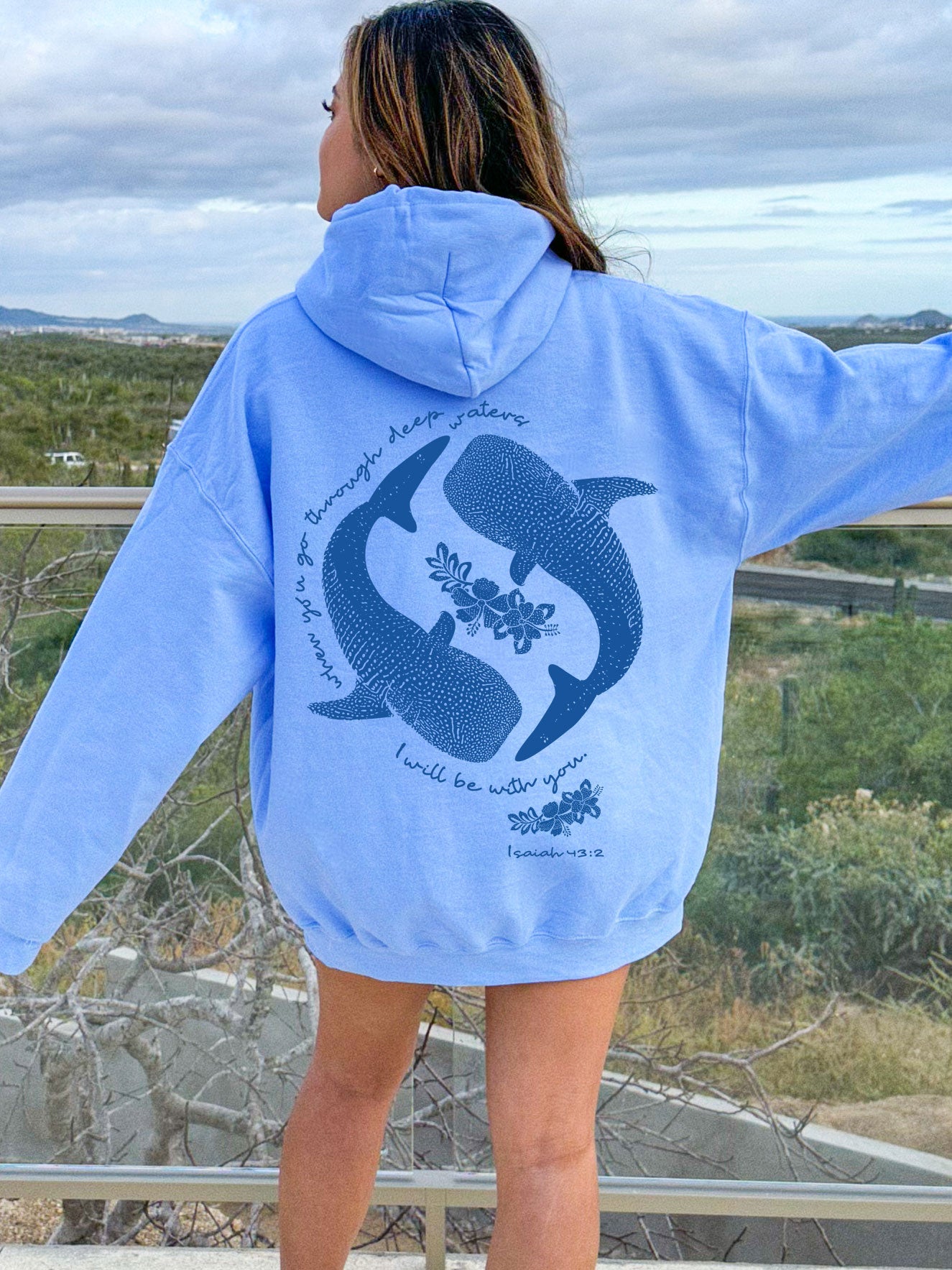 When You Go Through Deep Waters Christian Whale Shark Hoodie