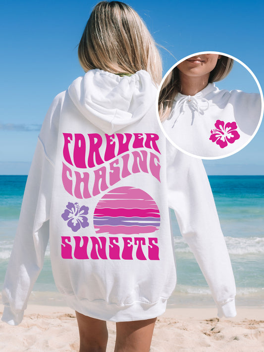 Forever Chasing Sunsets Hoodie - Pink DOUBLE SIDED - New!