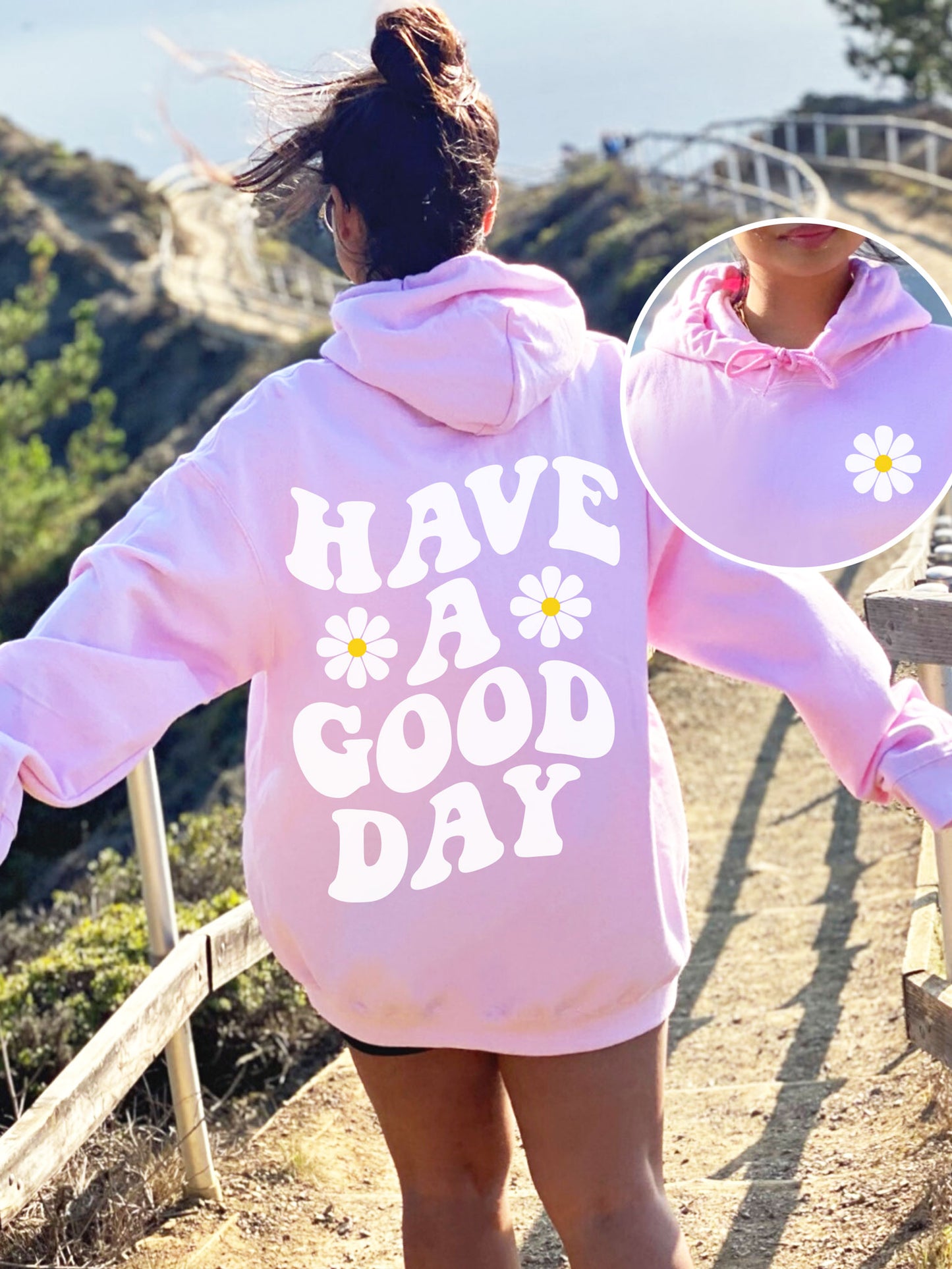 Have A Good Day Hoodie - DOUBLE SIDED - New!-Small-Light Pink-Meaningful Tees Shop