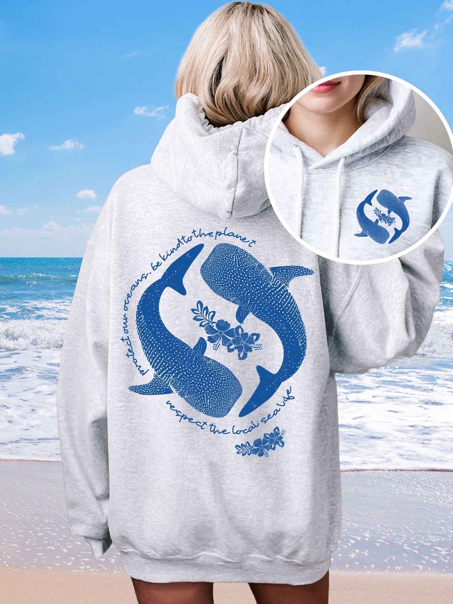 Protect Our Oceans Whale Shark Hoodie - DOUBLE SIDED
