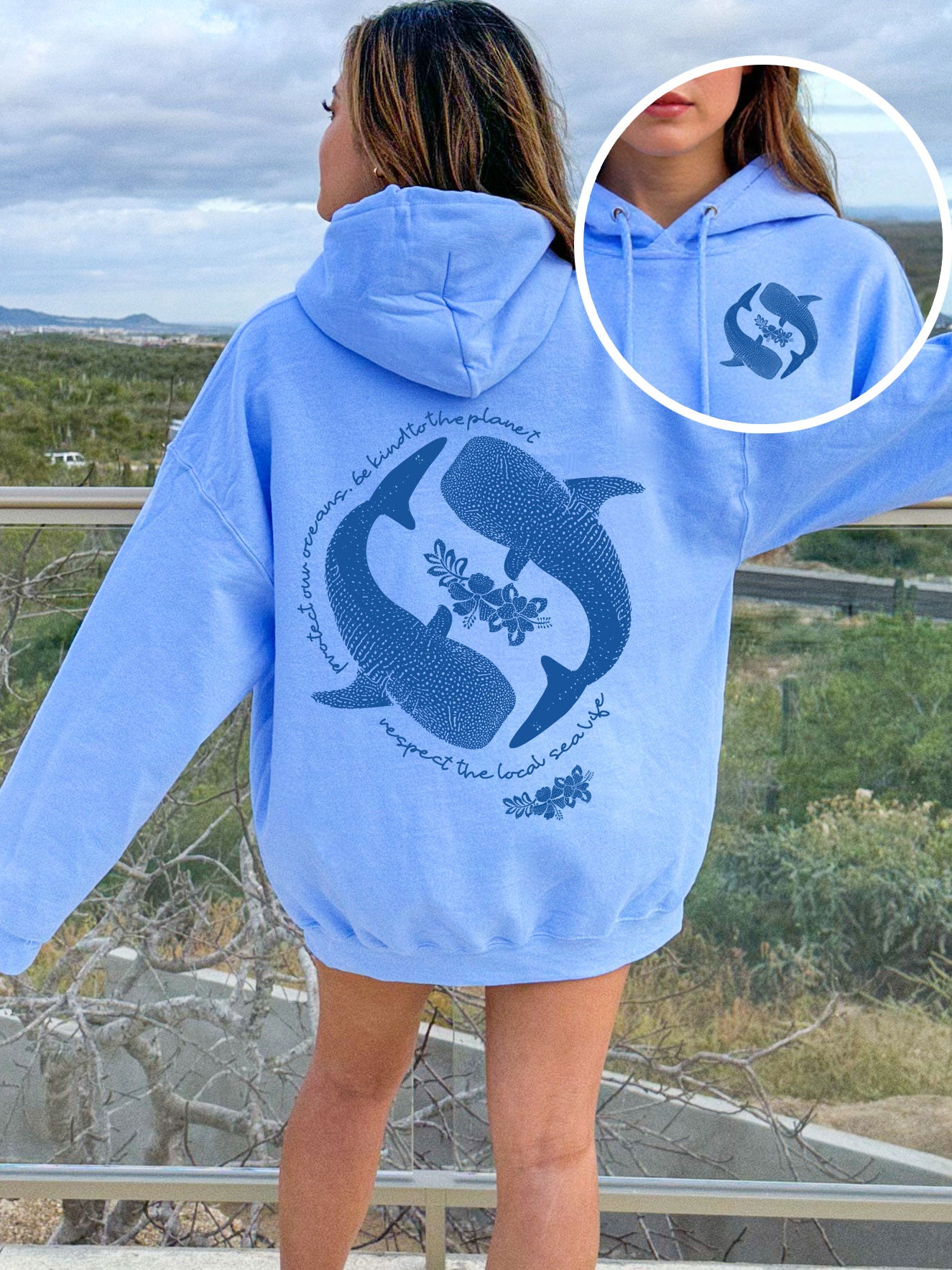 Protect Our Oceans Whale Shark Hoodie - DOUBLE SIDED