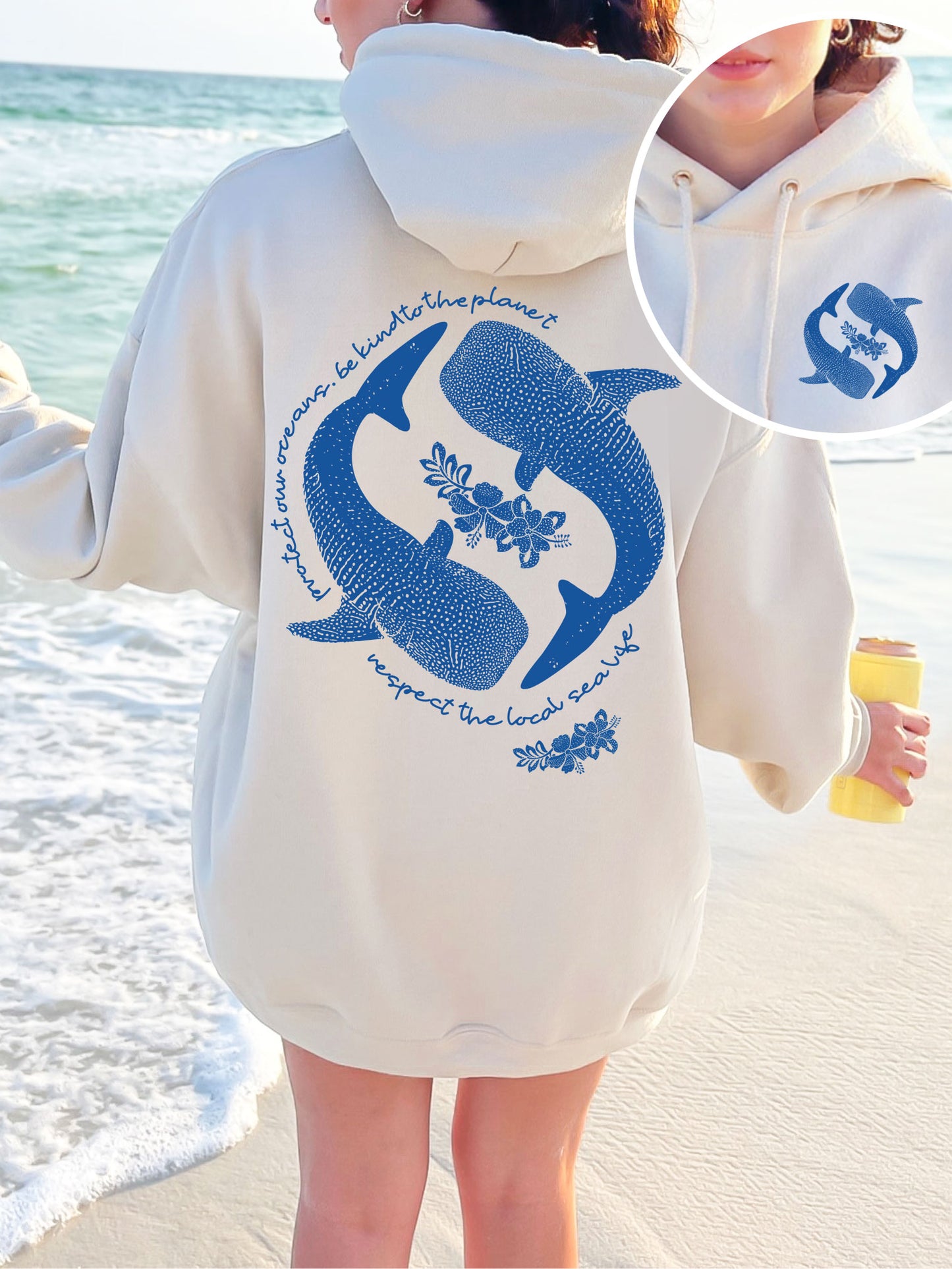 Protect Our Oceans Whale Shark Hoodie - DOUBLE SIDED