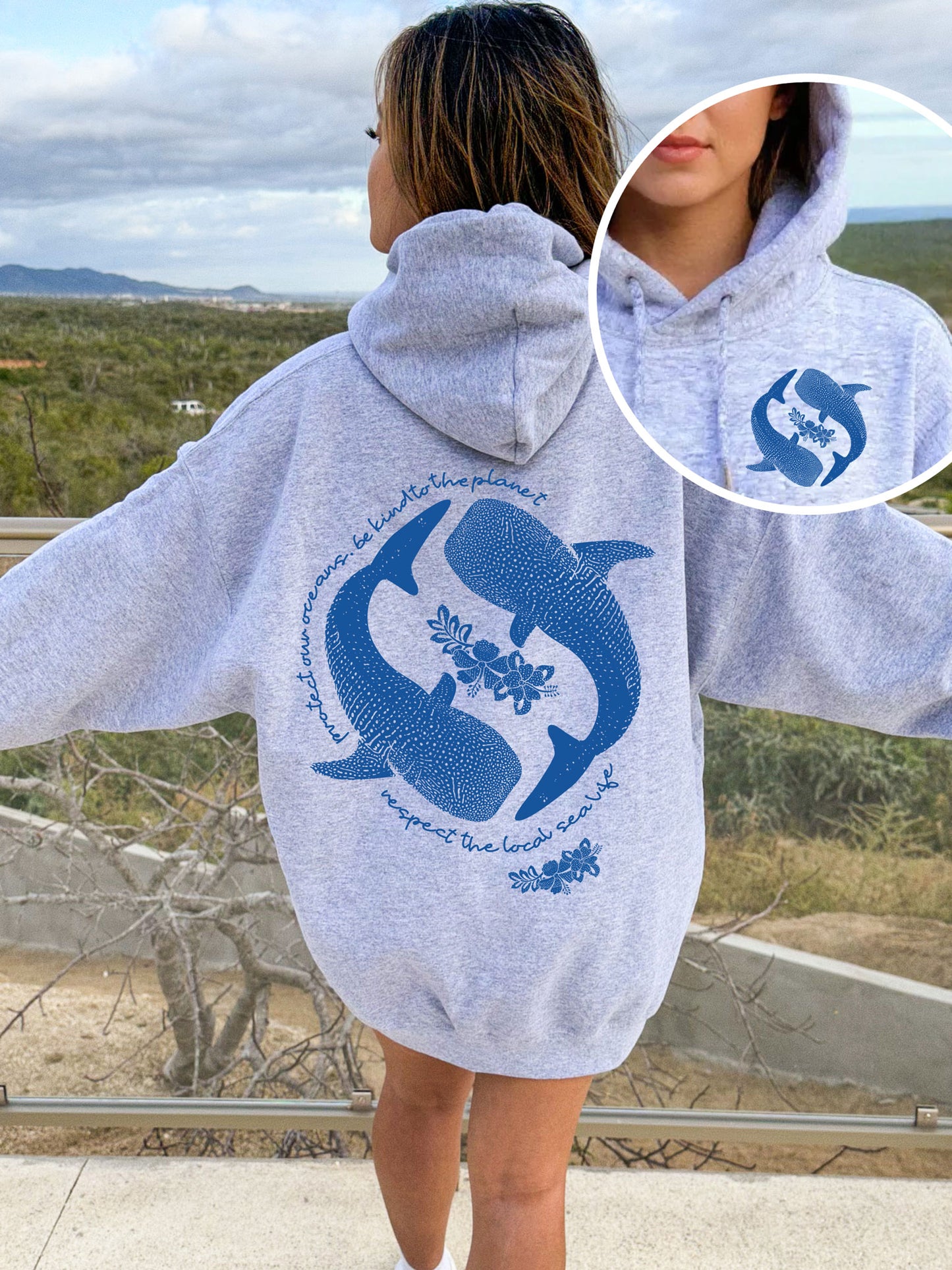 Protect Our Oceans Whale Shark Hoodie - DOUBLE SIDED