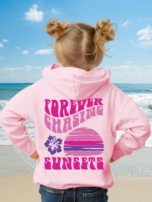 Kids Forever Chasing Sunsets Hoodie - Pink Ink - New!