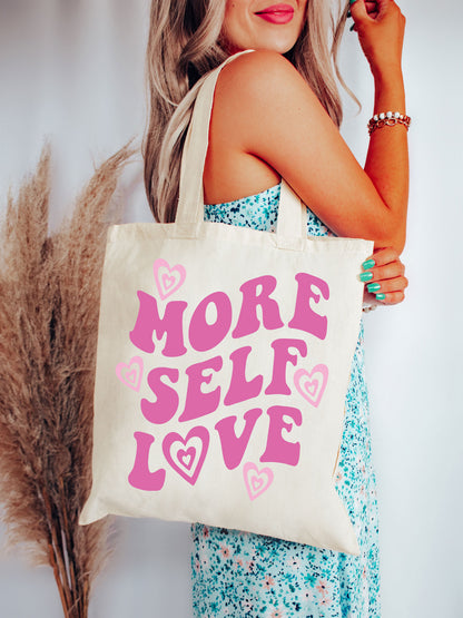 More Self Love Heavyweight Canvas Tote Bag - Pink Ink