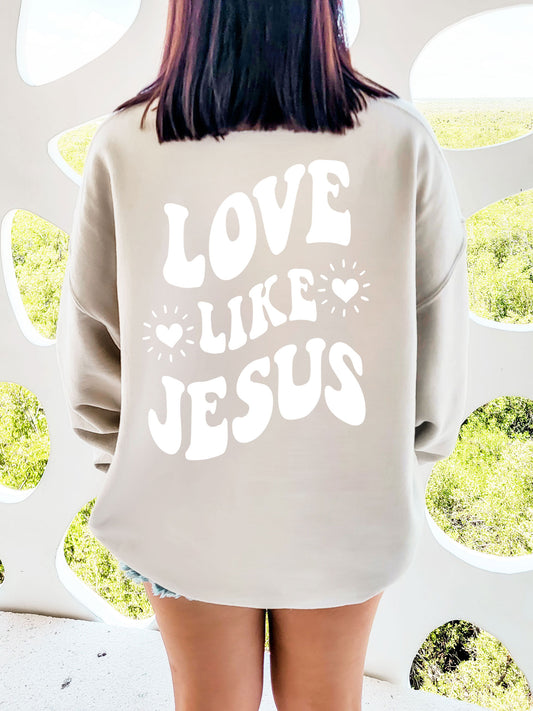 Love Like Jesus Sweatshirt-Sand-Meaningful Tees Shop
