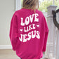 Love Like Jesus Sweatshirt-Heliconia-Meaningful Tees Shop