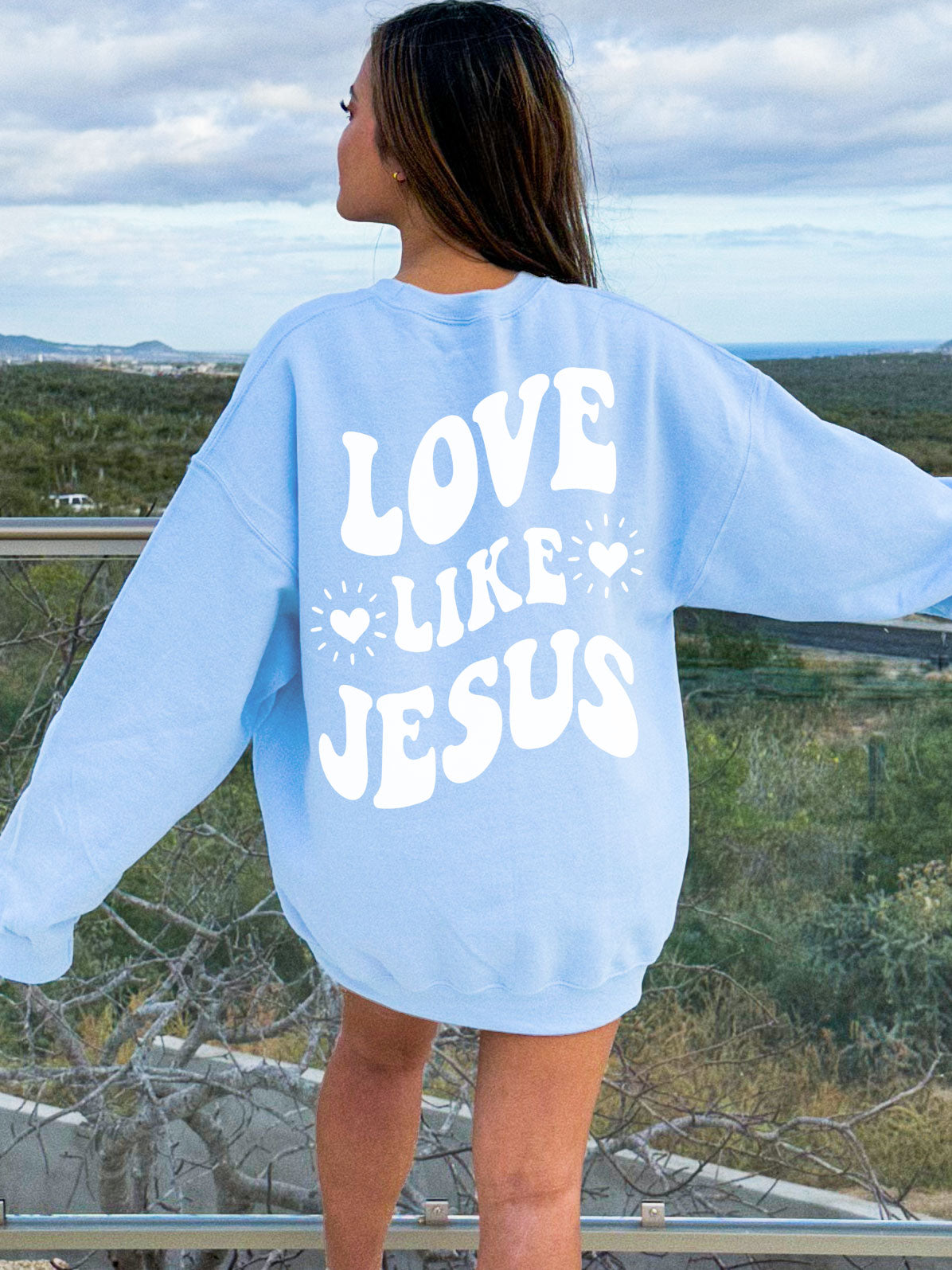 Love Like Jesus Sweatshirt-Light Blue-Meaningful Tees Shop